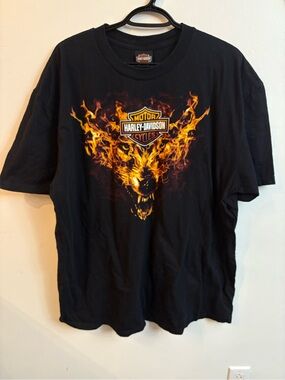 Harley-Davidson Black T-Shirt with Fiery Wolf Graphic size xxlarge
